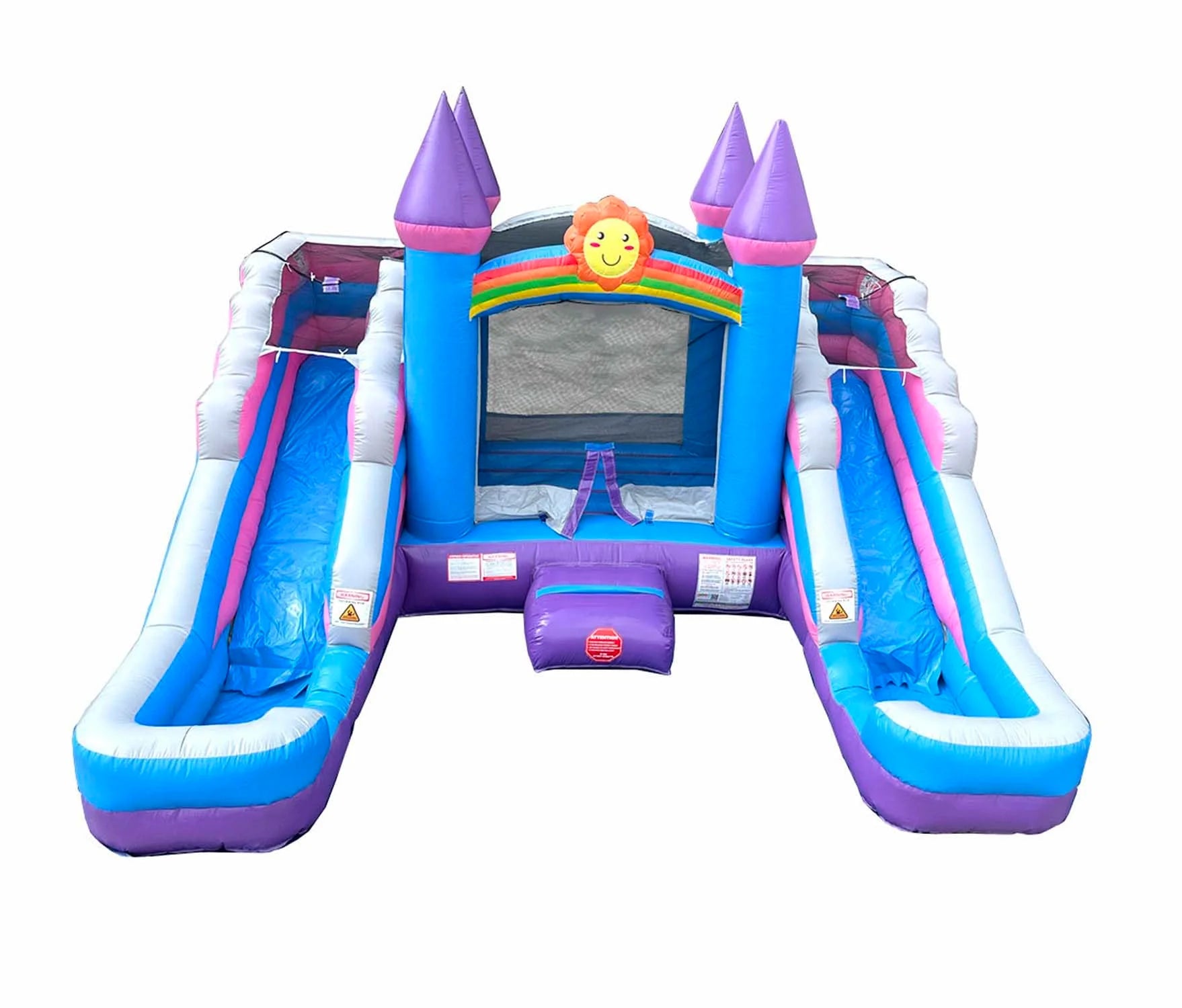 Party Inflatable Bounce House & Double Slide Combo  With Blower 16.5 Ft  Crossover Jumping Bouncy Castle For Kids Garden Fun