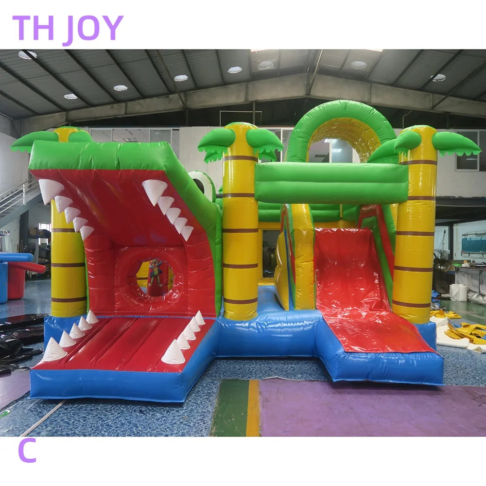 by ship to door, Jungle Crocodile inflatable Bouncy Castle,5x5m commercial inflatable jumper house with slide Kids Trampoline