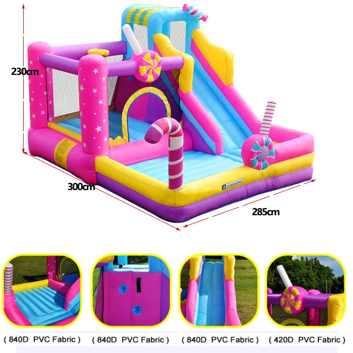 Home Inflatable Castle Rock Climbing Family Kids Play Center Bouncy Castle Trampoline Outdoor Market Stall Trampoline with Slide