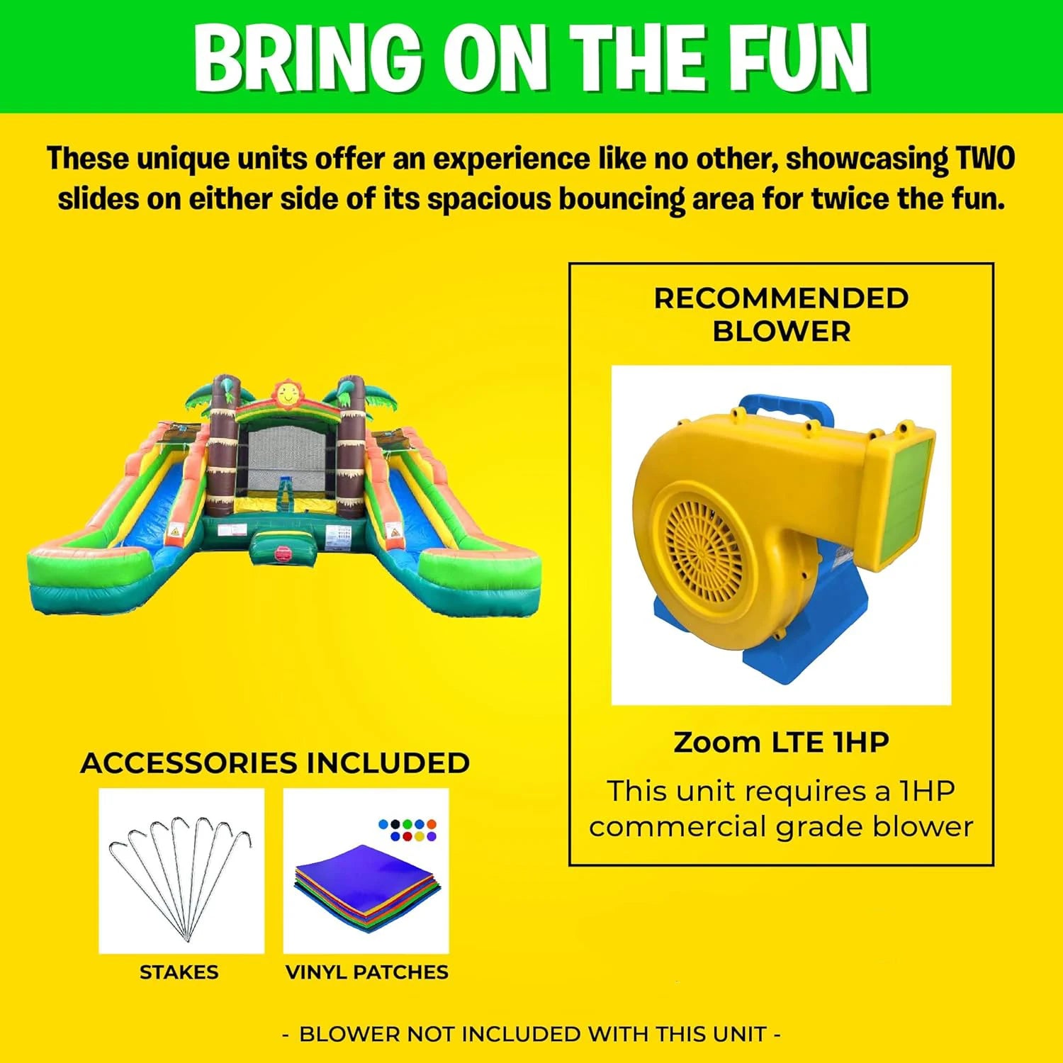 Party Inflatable Bounce House & Double Slide Combo  With Blower 16.5 Ft  Crossover Jumping Bouncy Castle For Kids Garden Fun